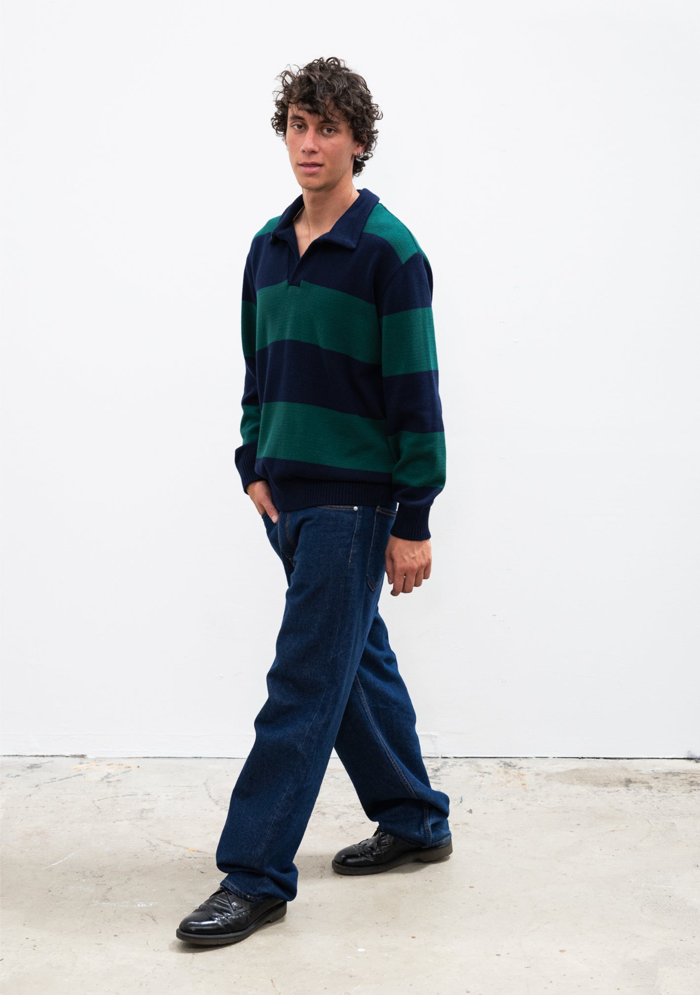 PRÉCOMMANDE - Polo Manches longues COTI Stripes Navy Forest