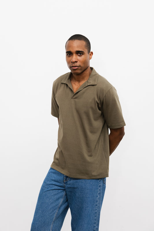 Polo Henda Kaki en coton biologique Kaki fabriqué en France