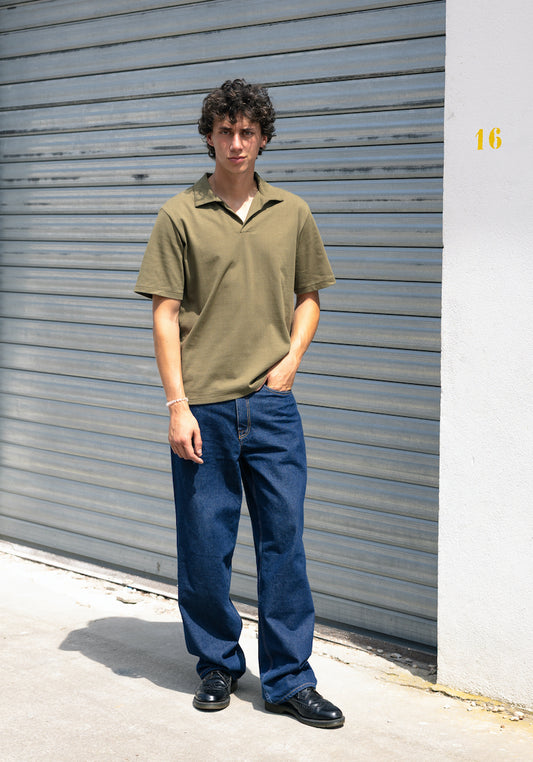 Polo Henda Kaki en coton biologique Kaki fabriqué en France