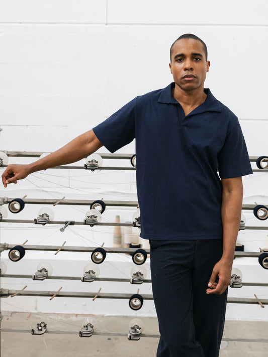 Polo Henda Marine en coton biologique fabriqué en France