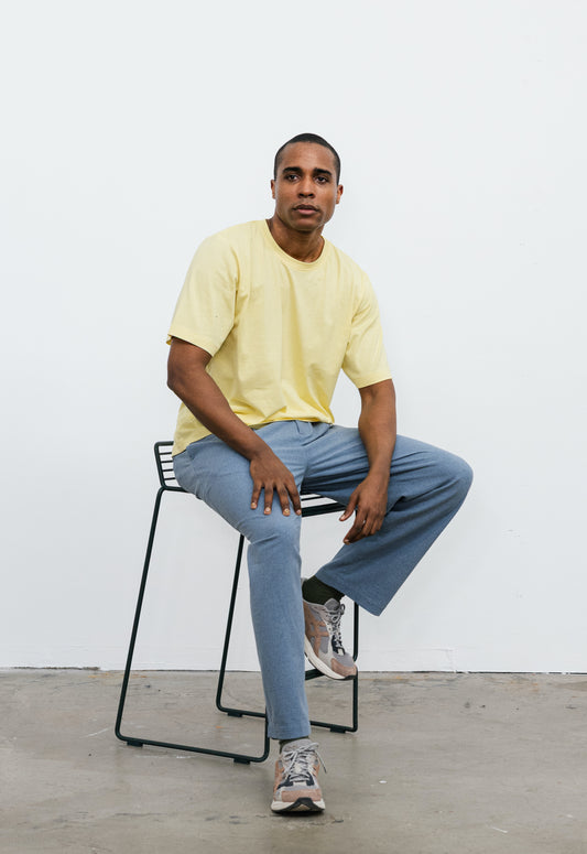 tee shirt jaune pastel en coton fabriqué en France tissu Italien de luxe