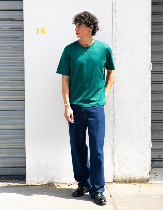 tee shirt vert forêt en coton fabriqué en France tissu Italien de luxe