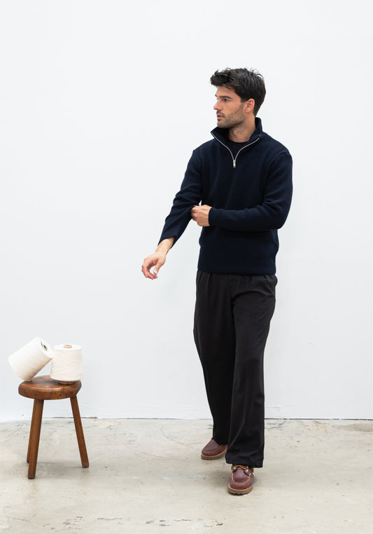 Pull Oner Marine en matière laine mérinos haut de gamme