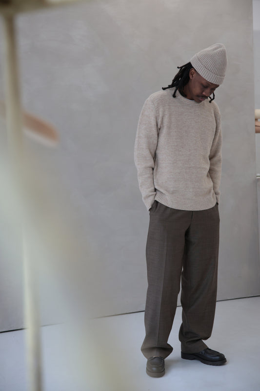 Pull Nord beige à col rond fabriqué en France