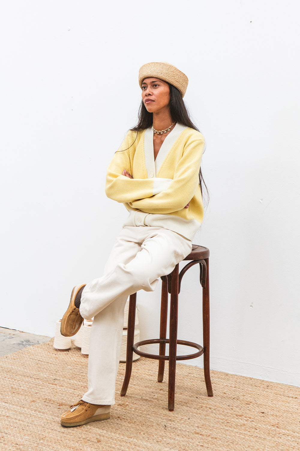 Gilet BARA Yellow & Cream