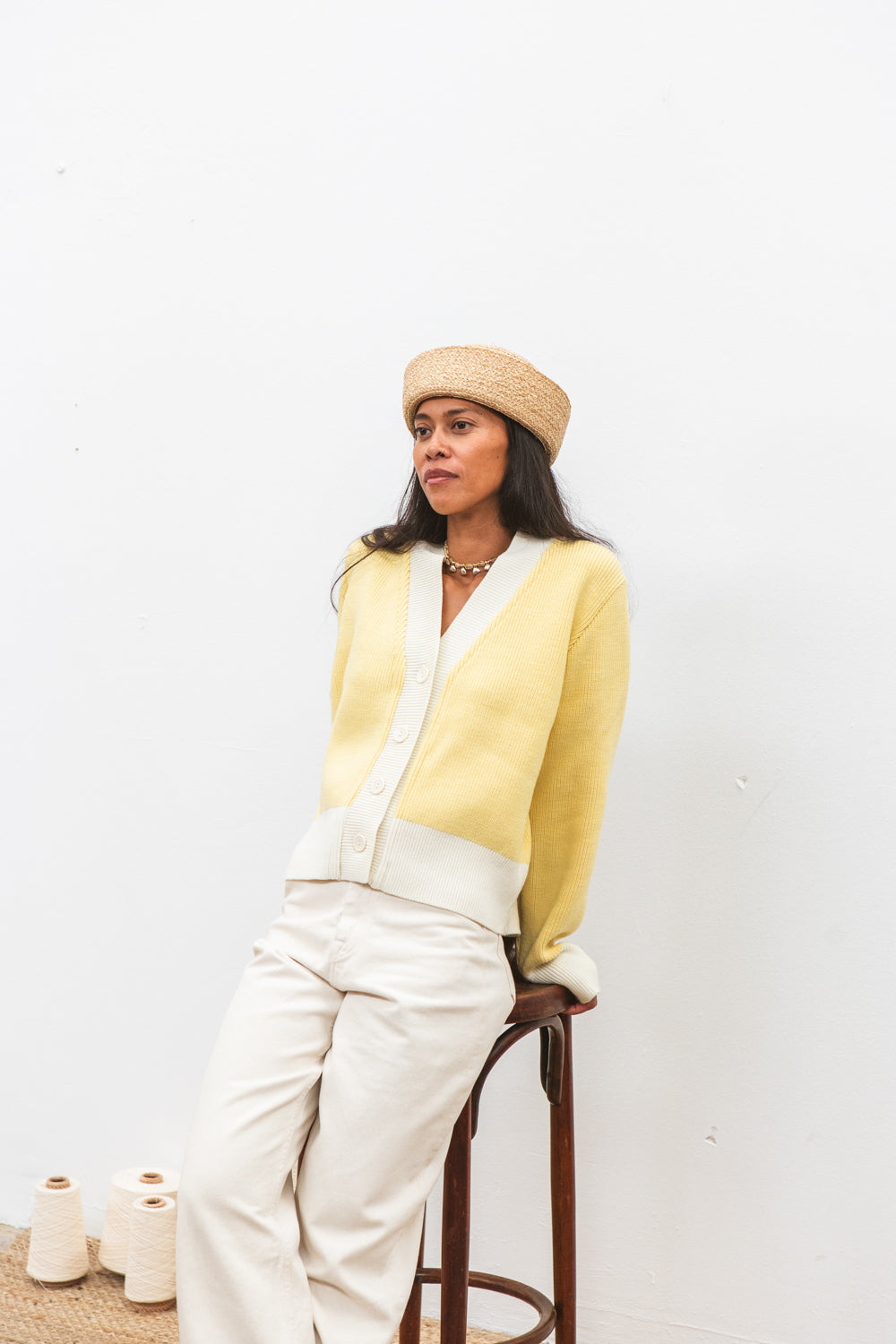 Gilet BARA Yellow & Cream