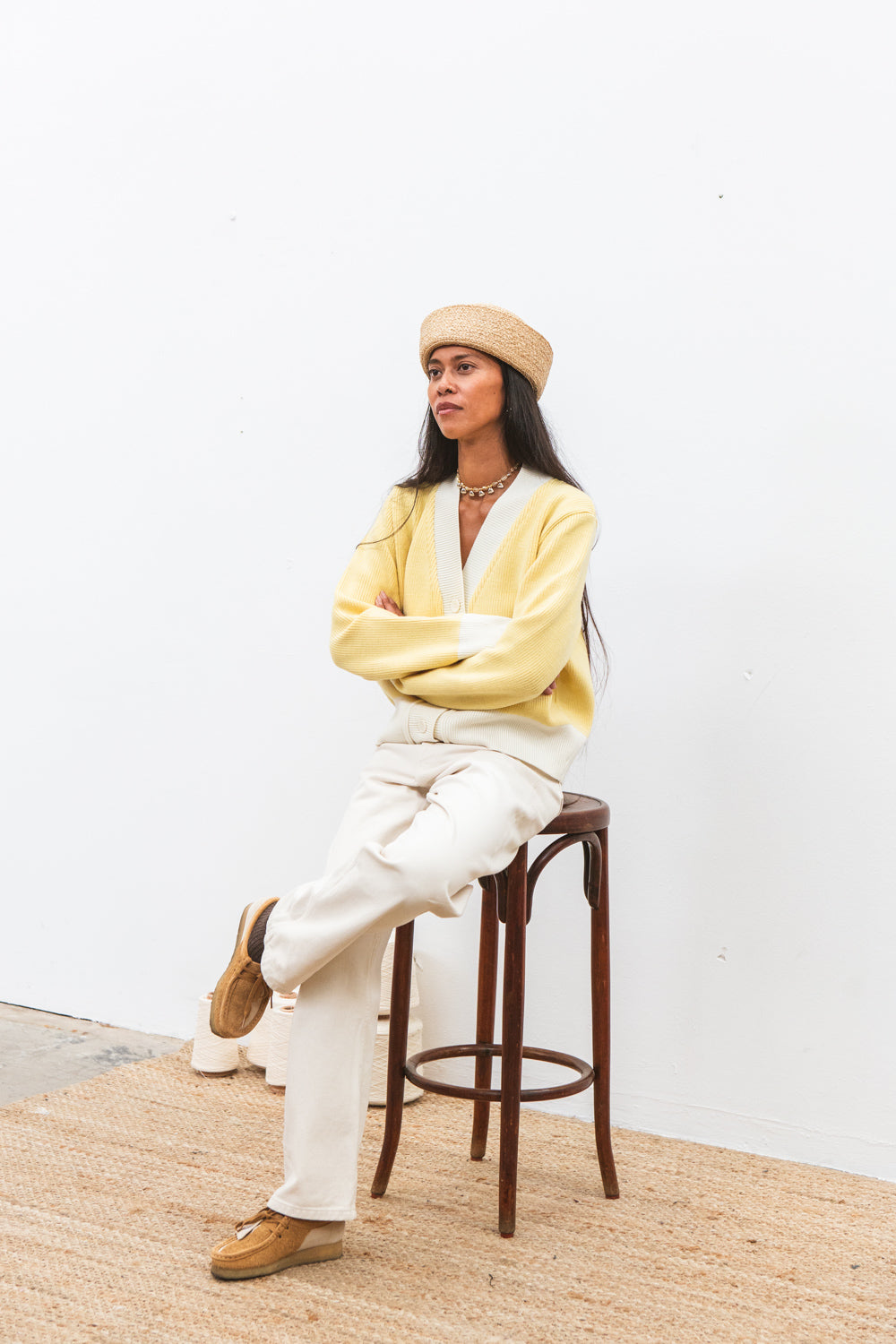 Gilet BARA Yellow & Cream