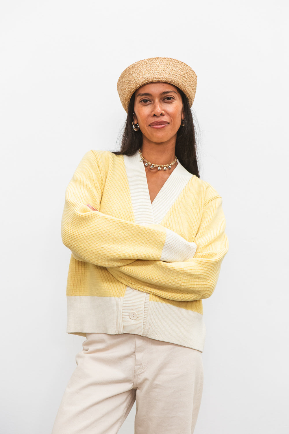 Gilet BARA Yellow & Cream