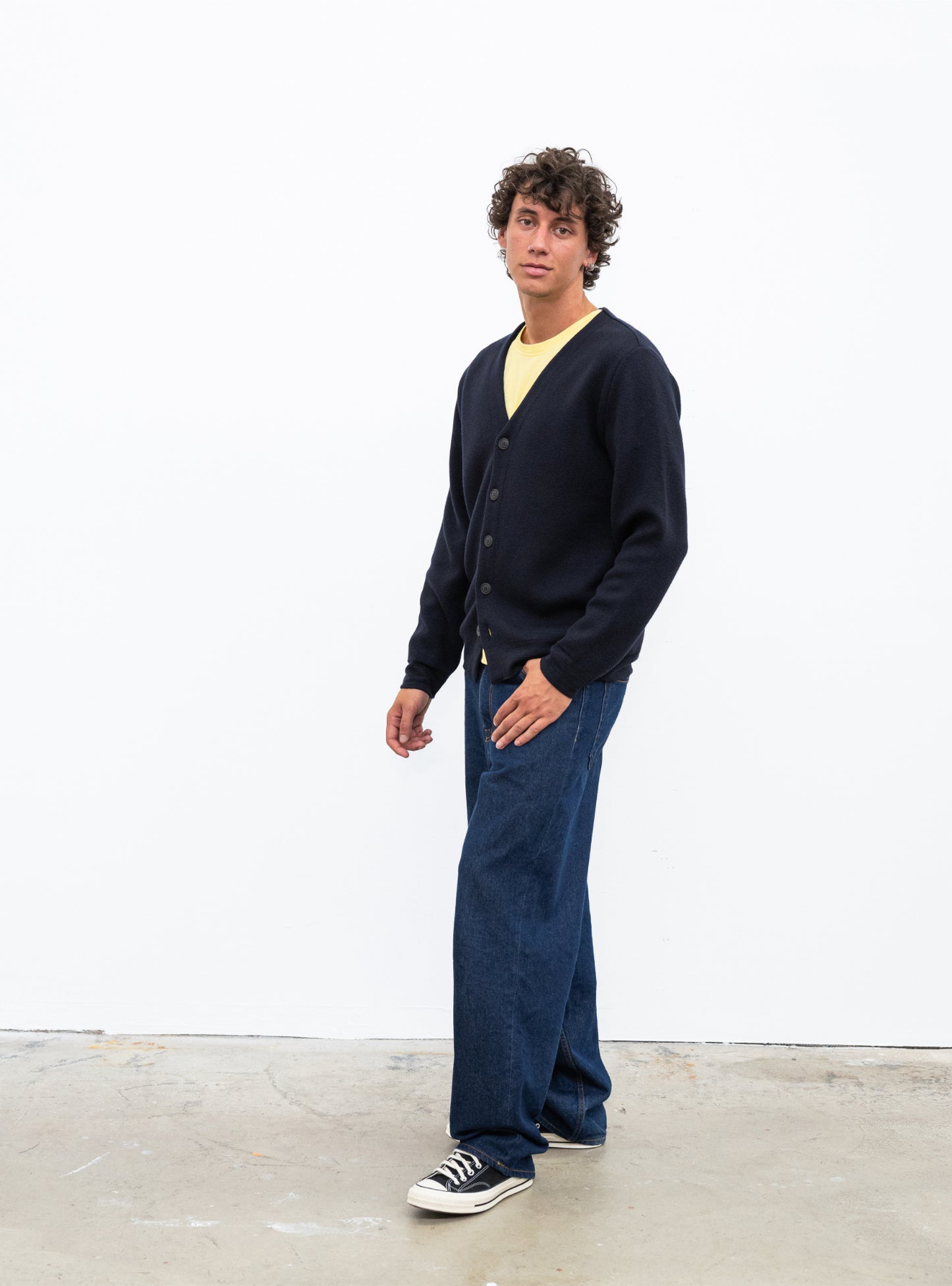 Gilet COPA col V en coton marine