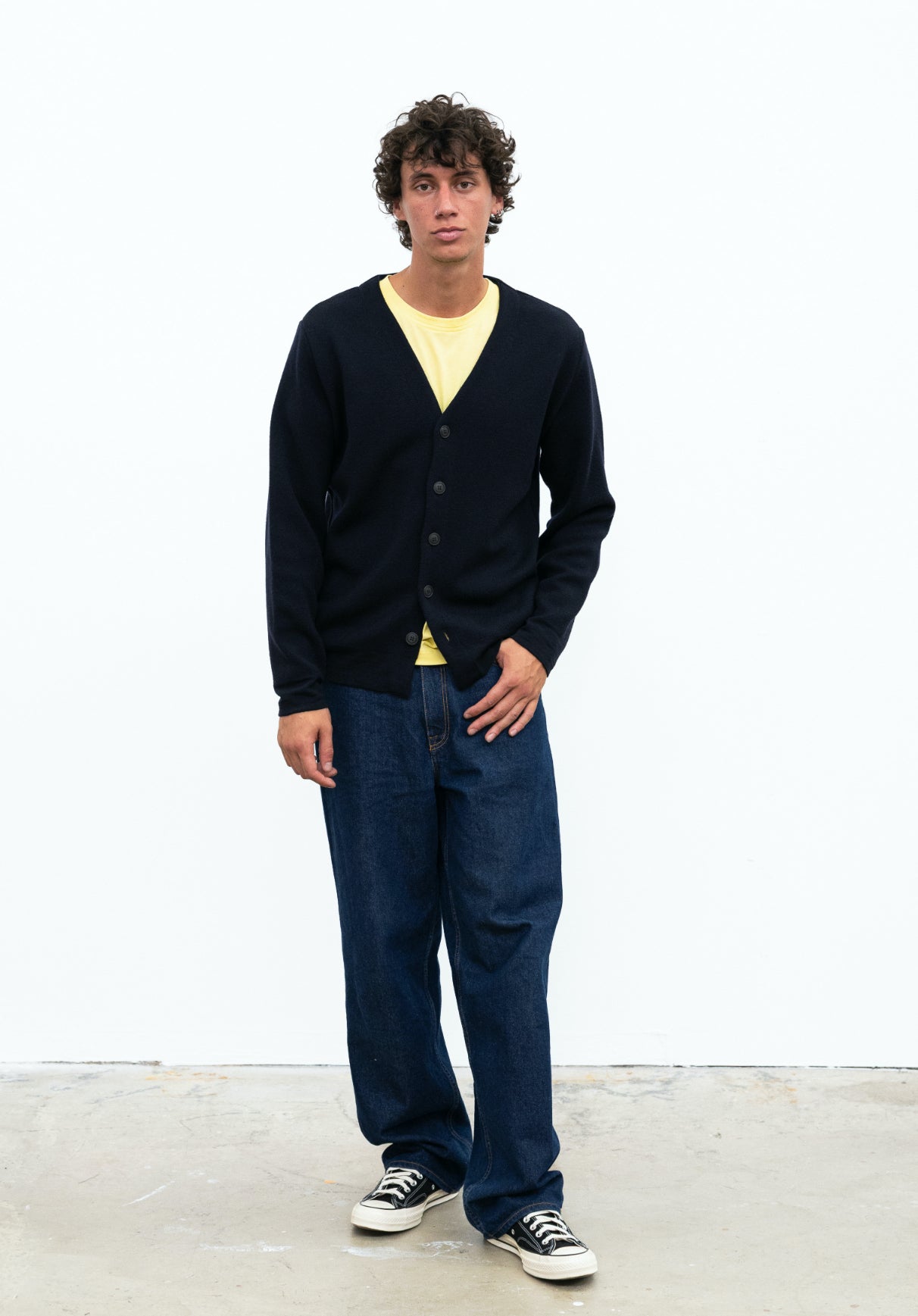 Gilet COPA Marine à boutons en laine et coton