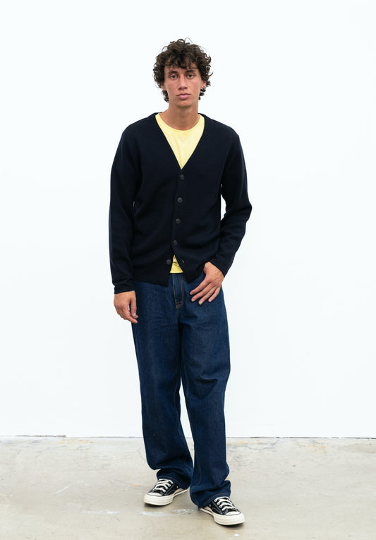 Gilet COPA Marine à boutons en laine et coton