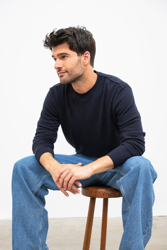 Crew neck, thin MERET Navy