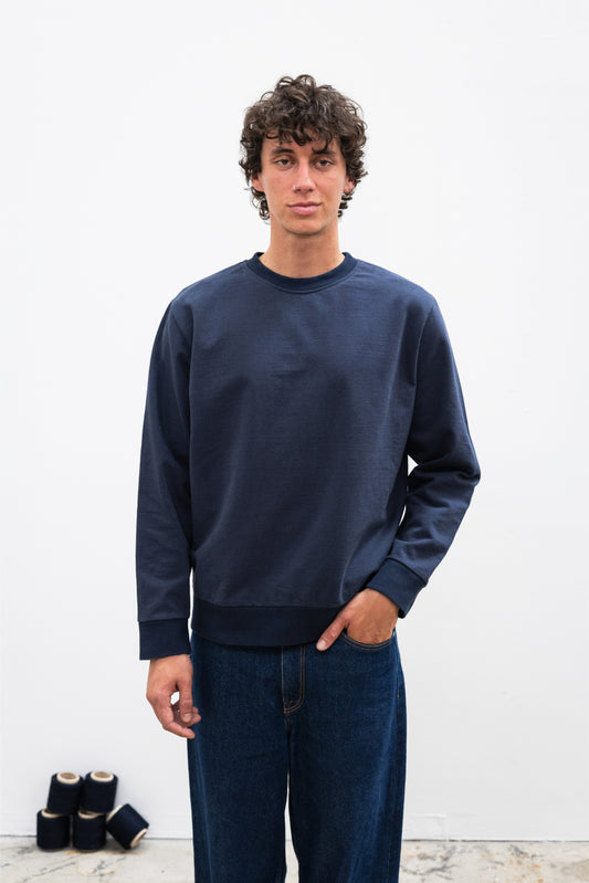 Sweat à col rond marine fabriqué en France