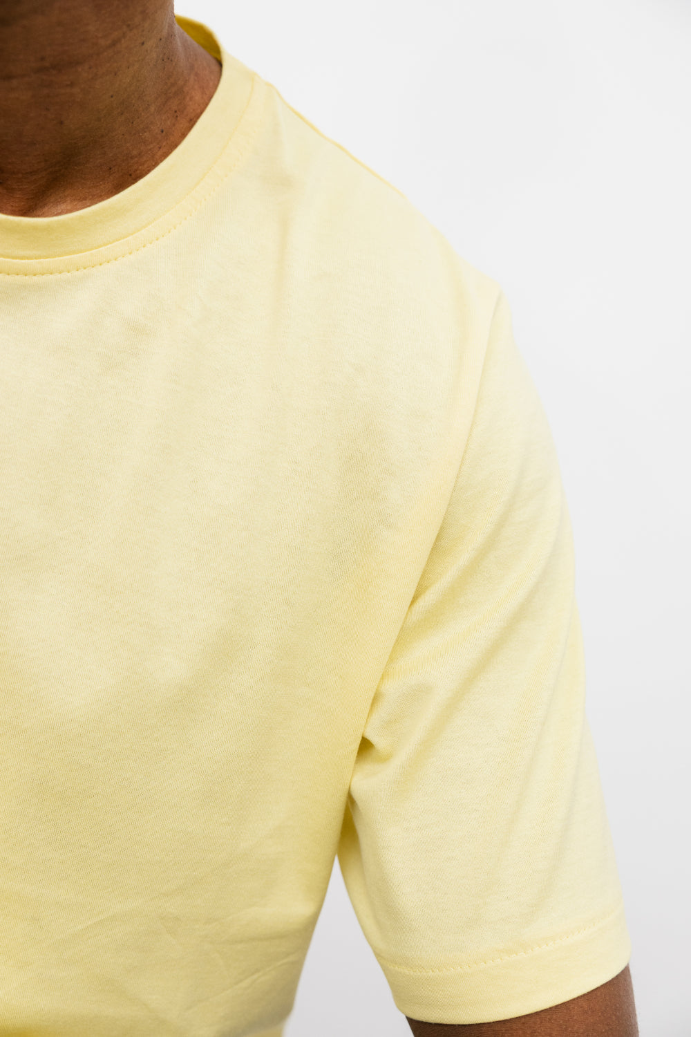 focus tee shirt jaune pastel en coton fabriqué en France tissu Italien de luxe