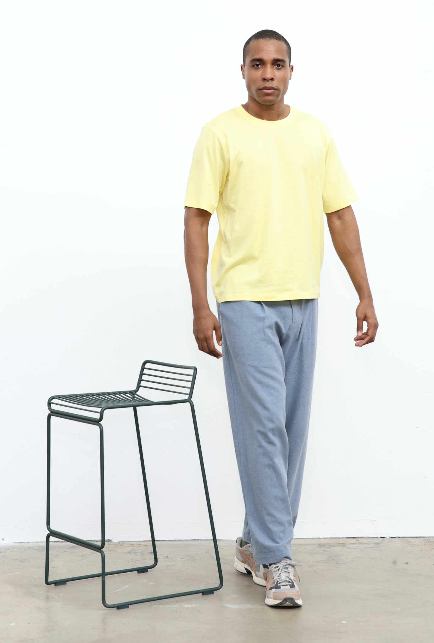 tee shirt jaune pastel en coton fabriqué en France tissu Italien de luxe