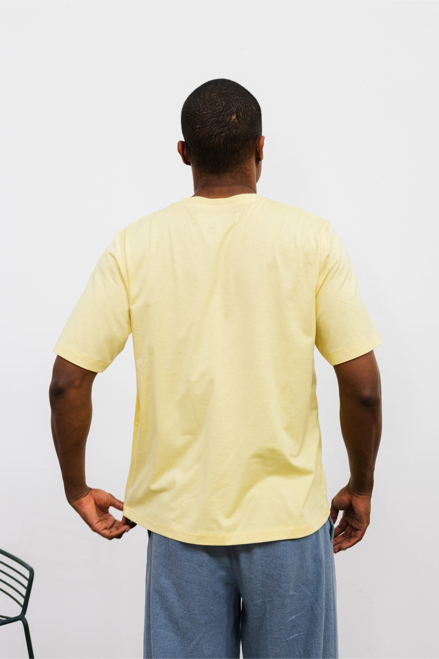 tee shirt jaune pastel en coton fabriqué en France tissu Italien de luxe
