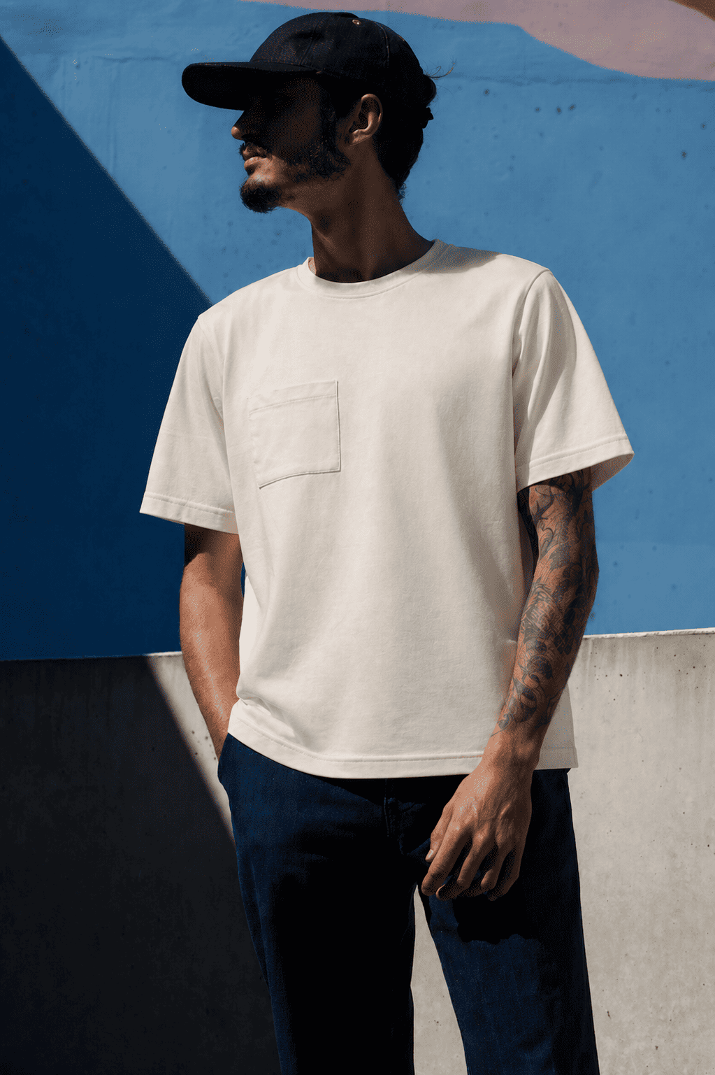 Tee-shirt Serin en coton bio écru élaboré en France par Cabane Maille