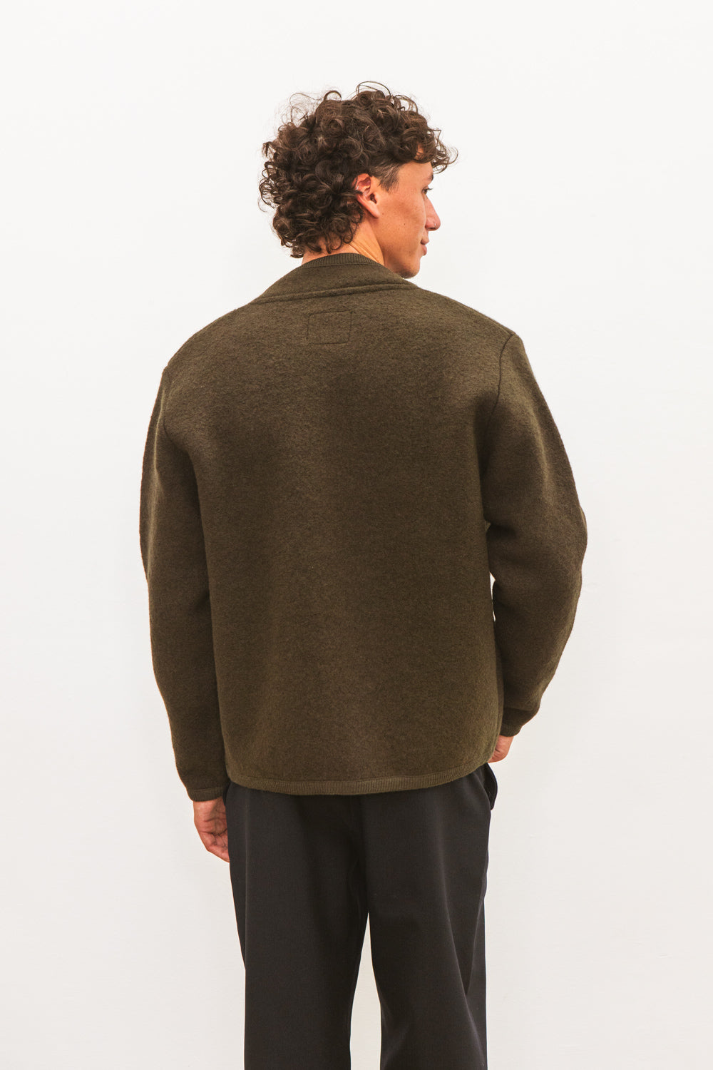 Veste TANA kaki pour homme en laine bouillie, fabriquée en France