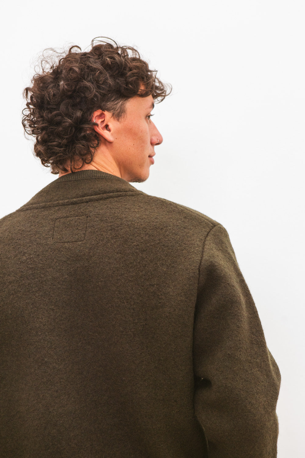 Veste TANA kaki pour homme en laine bouillie, fabriquée en France