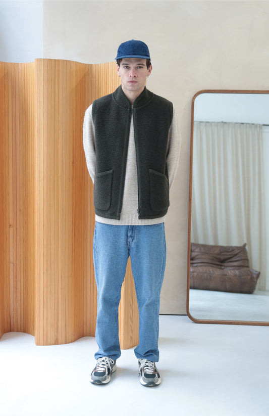 Gilet Rivo sans manche zippé en laine bouillie