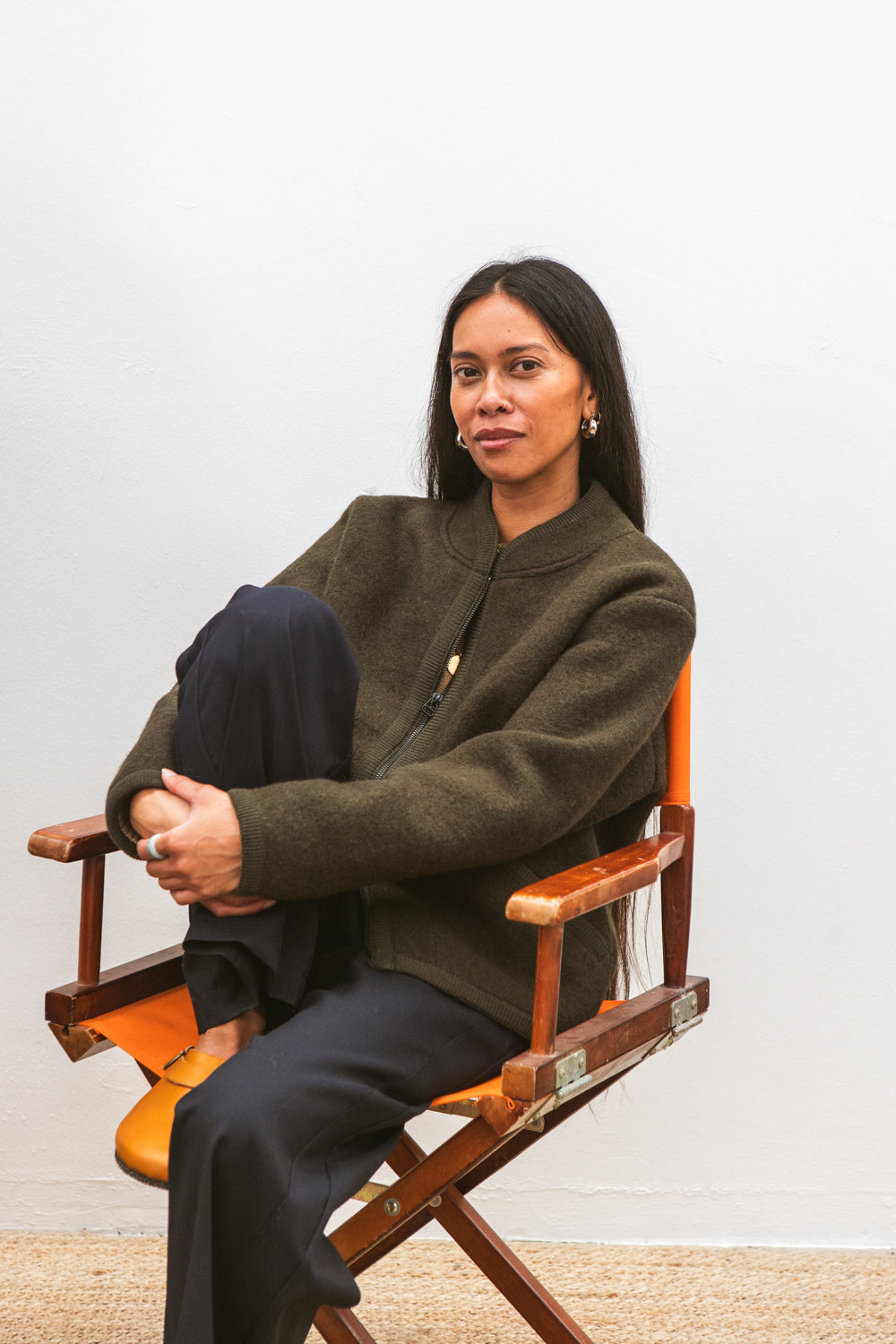 Veste TANA kaki pour femme en laine bouillie CABANE