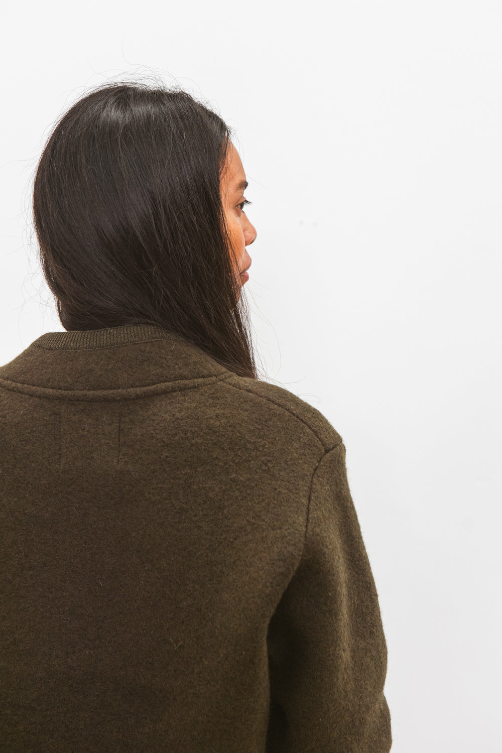 Veste TANA kaki pour femme en laine bouillie CABANE