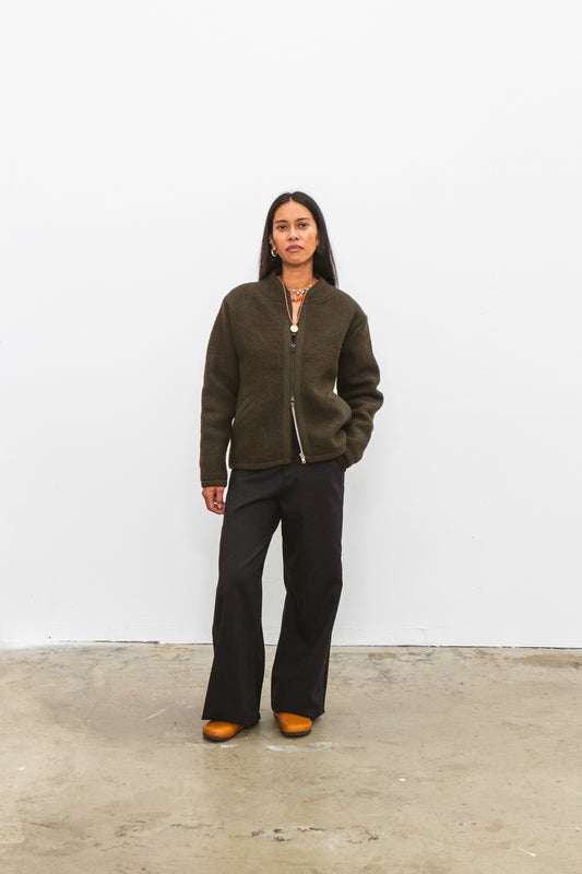 Veste TANA kaki pour femme en laine bouillie CABANE