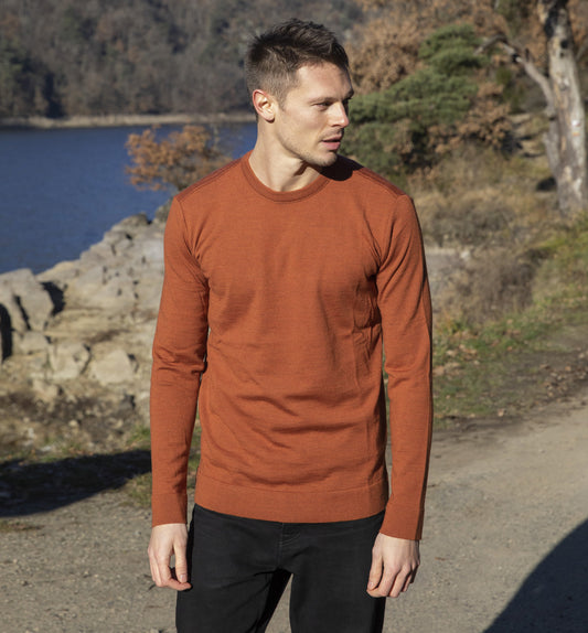 Pull Cadet à col rond fabriqué en France avec de la laine mérinos extrafine 